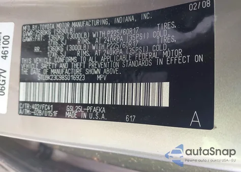 2008 Toyota Sienna Le из США, поврежденный, VIN 5TDBK23C98S016923